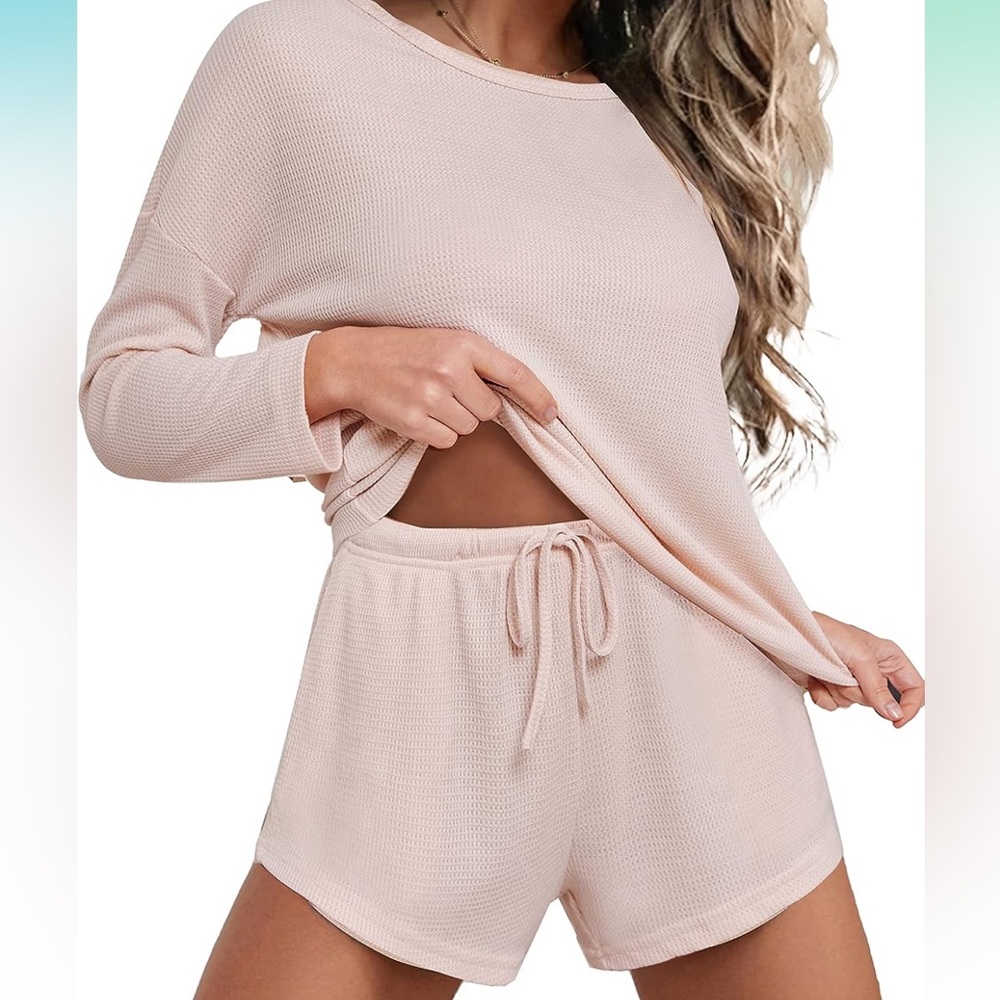 New without Tags Waffle Knit Pink Loungewear Set Sz M